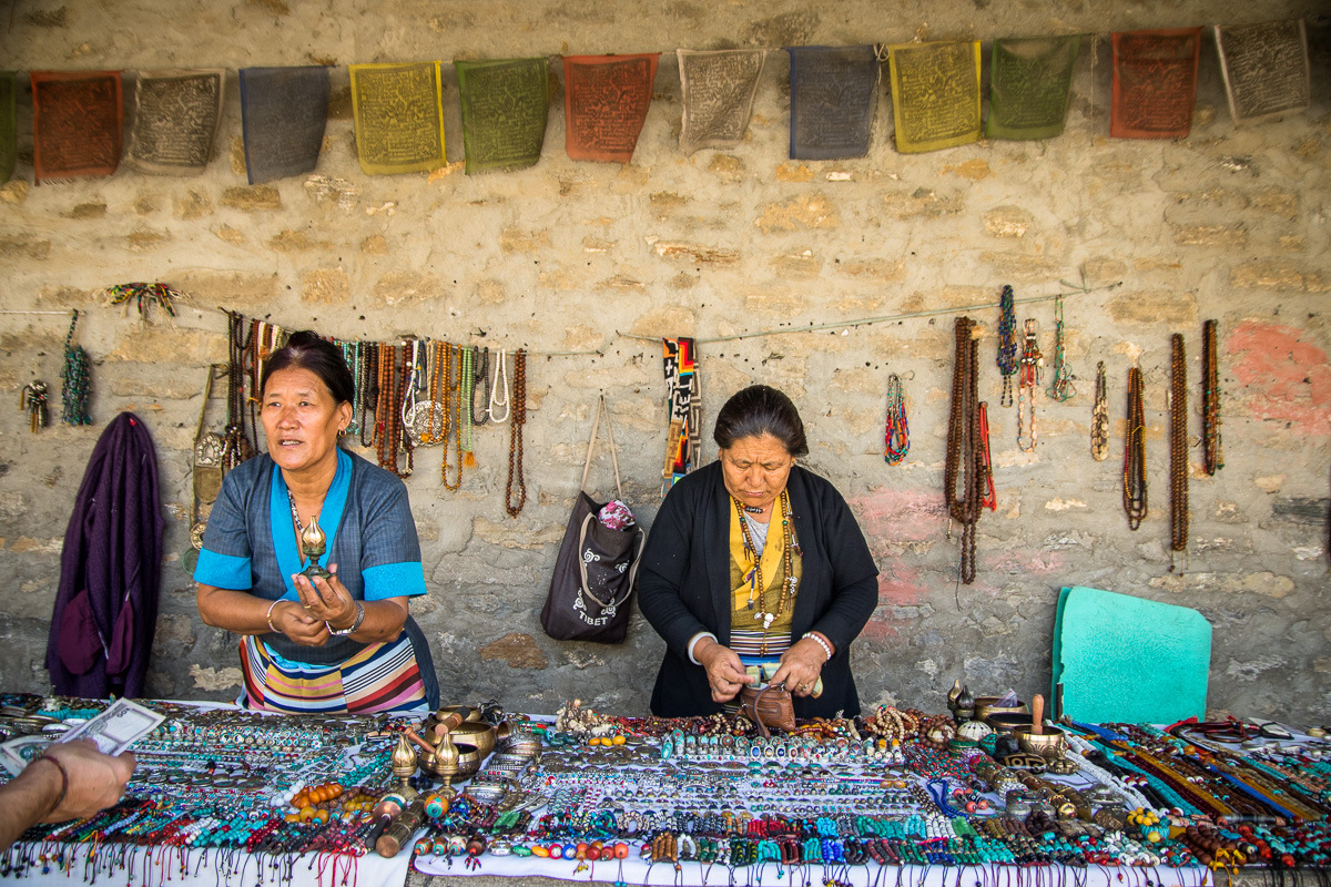 Tibetan refugee camp sellers