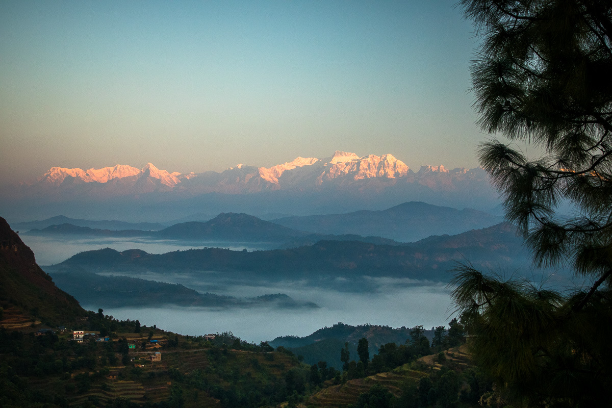 Himalaya sunrise panorama