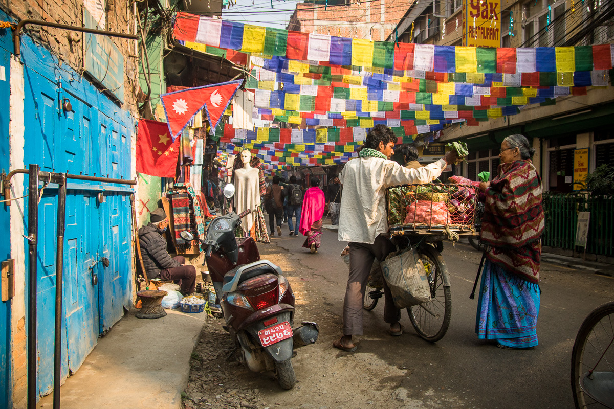 Kathmandu Buddhist flags street
