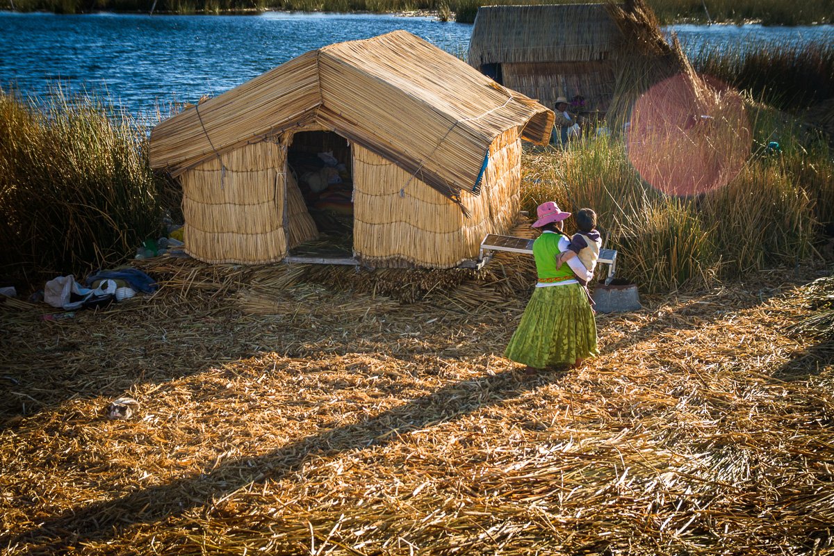 Los Uros floating islands woman